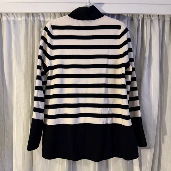 COS OVERSIZED STRIPED TURTLENECK SWEATER BLACK CREAM 100% COTTON MINIMALIST KNIT - Picture 3 of 10